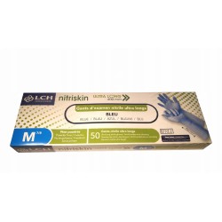 Rękawice nitrylowe, Nitriskin ULTRA LONG 400 mm - M - 50 - NIEBIESKIE