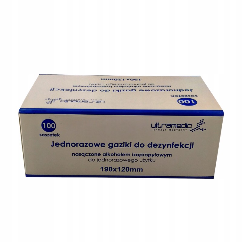 JEDNORAZOWE GAZIKI DO DEZYNFEKCJI, ALKOHOL 70%, 190X120MM, OPAK.100SZT JEDNORAZOWE GAZIKI DO DEZYNFEKCJI, ALKOHOL 70%, 190X120MM, OPAK.100SZT