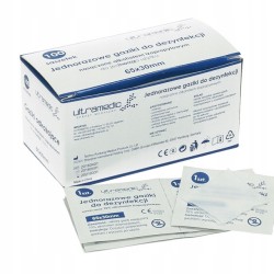 JEDNORAZOWE GAZIKI DO DEZYNFEKCJI, ALKOHOL 70%, 65X30MM, OPAK.100SZT