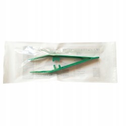 Pęseta chirurgiczna, plastikowa, zielona, sterylna, dł. 13 cm / 10 szt.