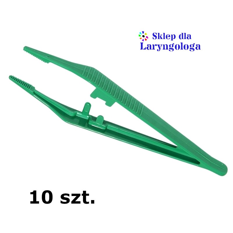 Pęseta chirurgiczna, plastikowa, zielona, sterylna, dł. 13 cm / 10 szt
